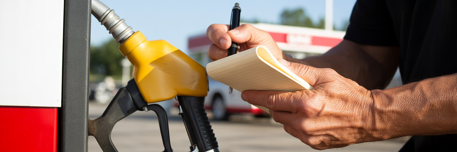 Calculating car gas mileage at pump.