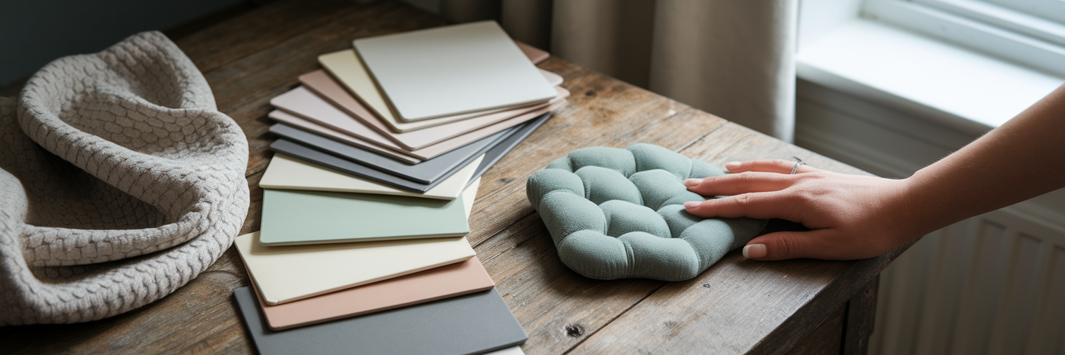 Calm bedroom colour palette swatches