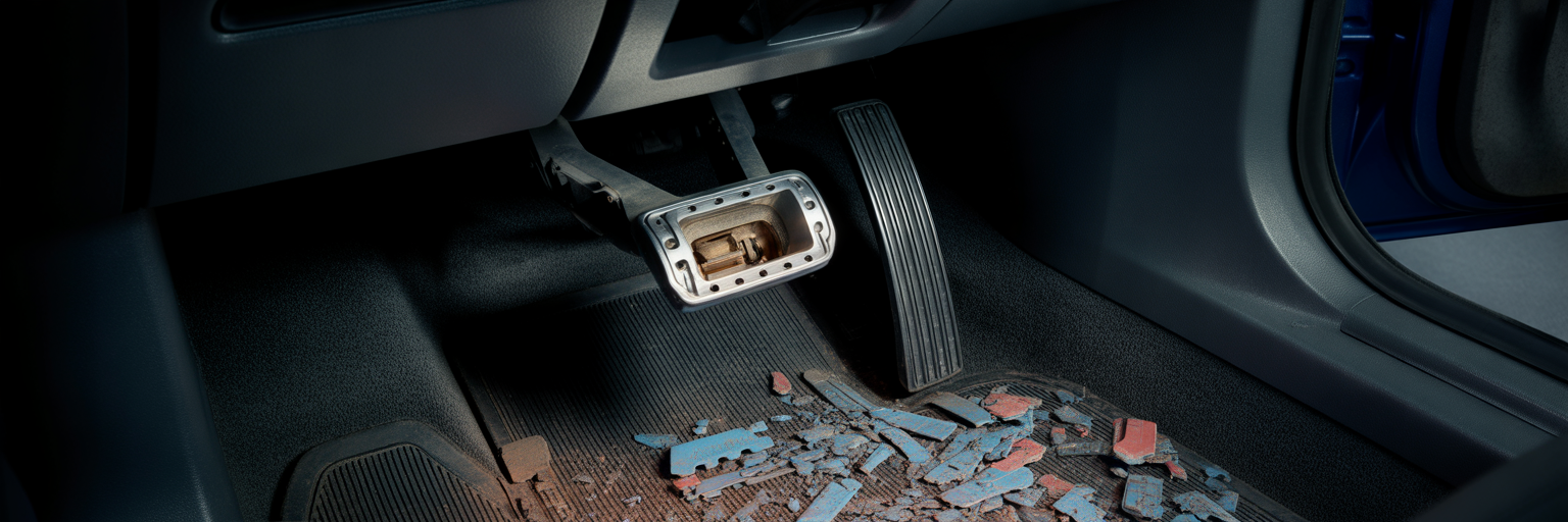 Car brake pedal assembly inspection.
