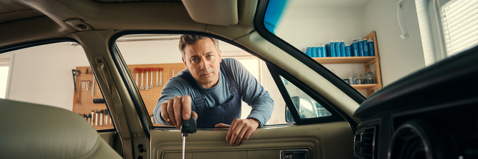 Car owner checking vehicle oil level.