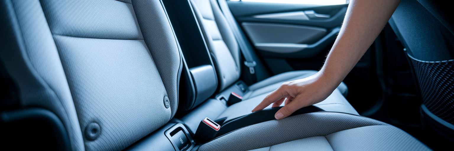 Car seat LATCH anchors on backseat.