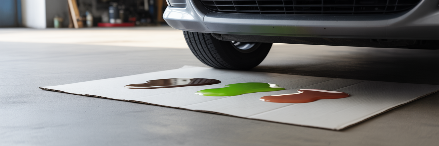 Cardboard under car showing fluid leaks.