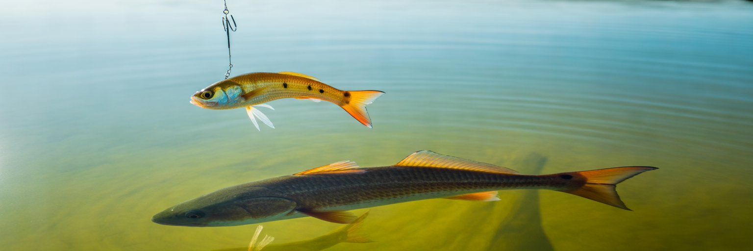 Casting a lure to a visible redfish.