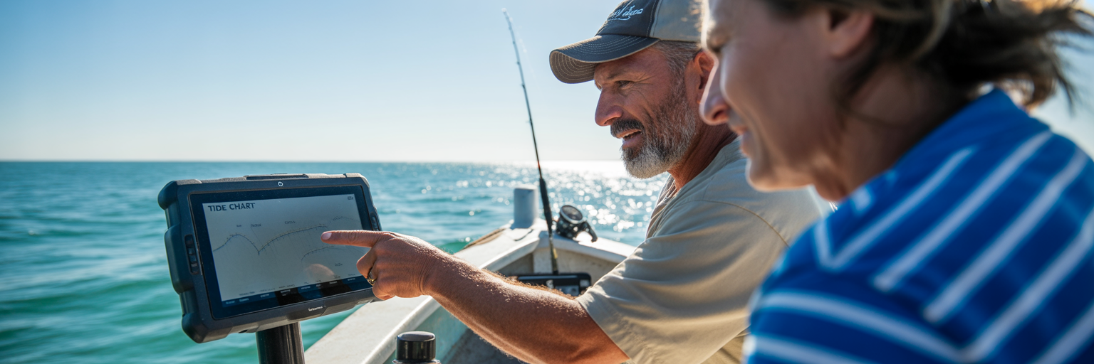 Charter captain explaining tide chart