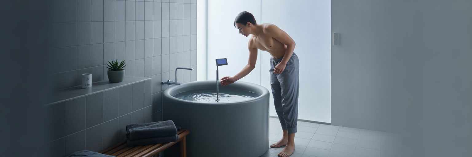 Checking cold plunge tub temperature