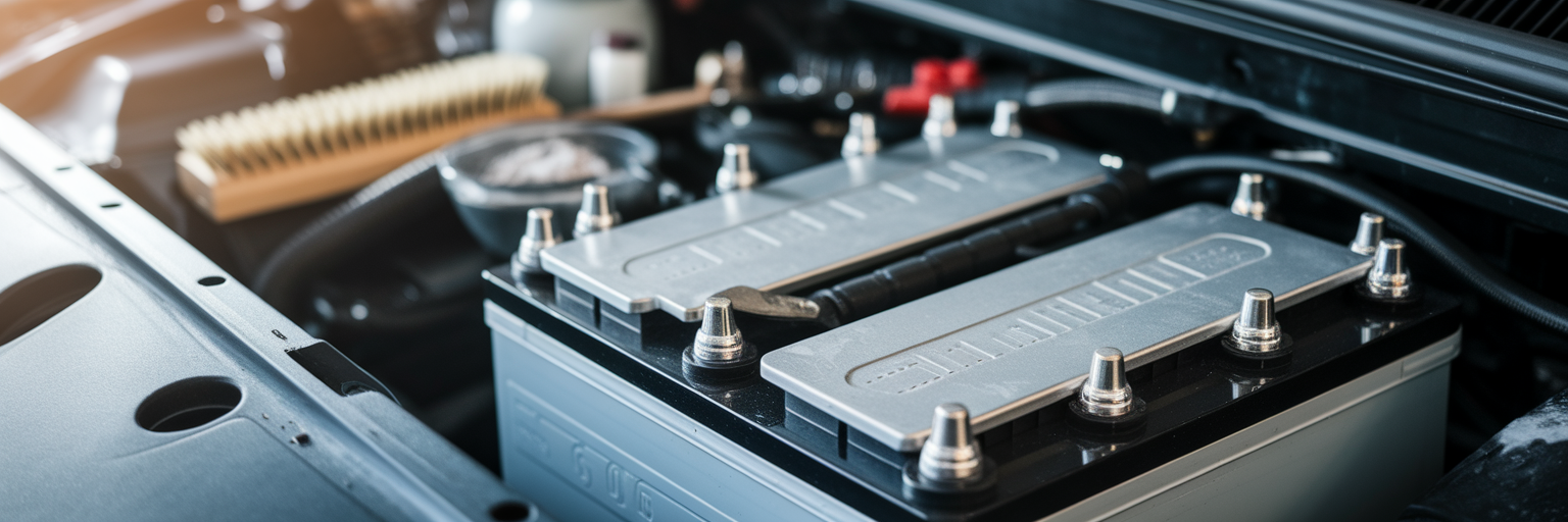 Clean car battery tray and terminals.