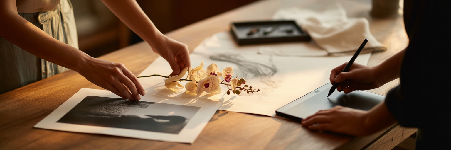 Client and artist collaborating on design.