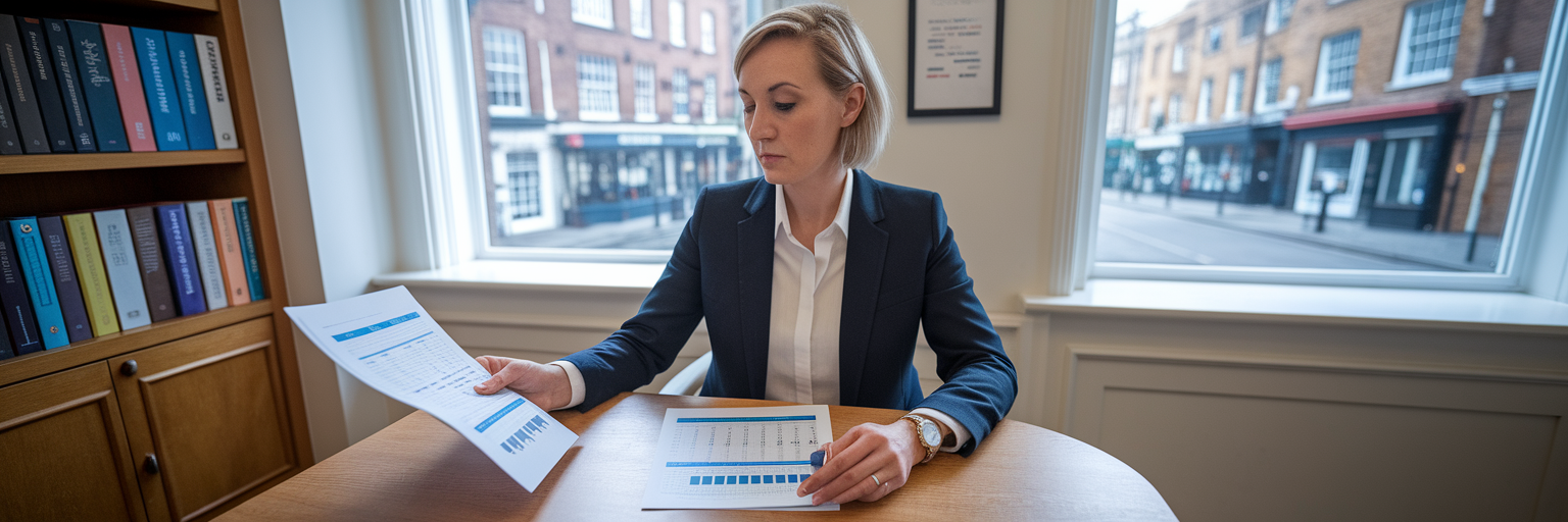 Clinic manager reviewing financial performance report.
