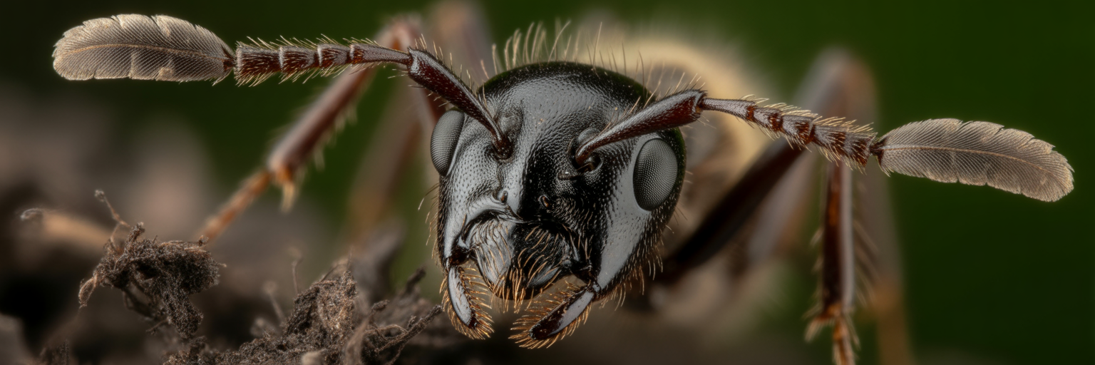 Close-up of a carpenter ant's antenna.