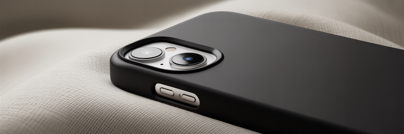 Close-up of a chic protective iPhone case corner.