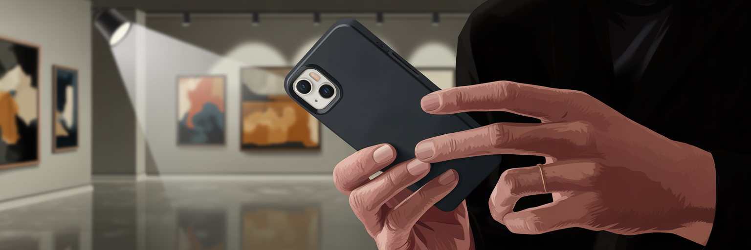 Close-up of a chic rectangle iPhone case.