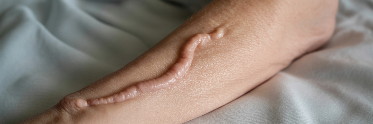 Close-up of a healed scar ready for tattoo.