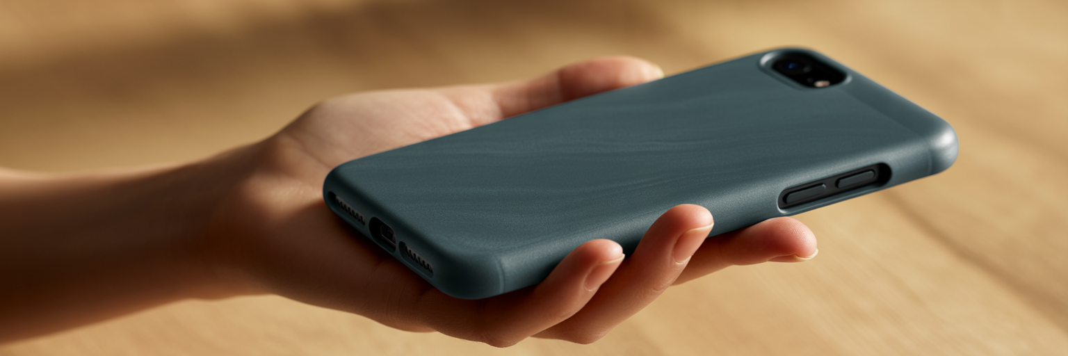 Close-up of a modern rectangle iPhone case.