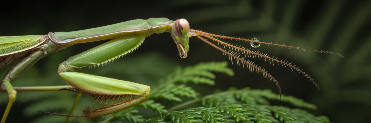 Close-up of a praying mantis's spiny foreleg.