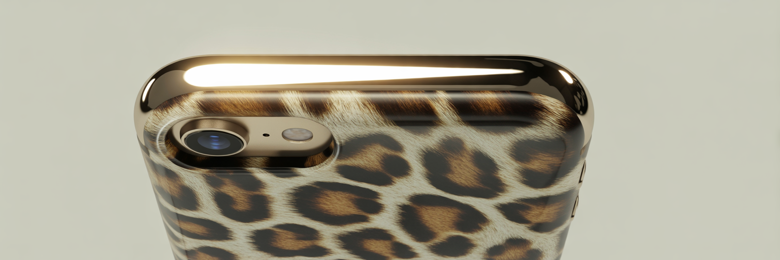 Close-up of a premium leopard iPhone case.