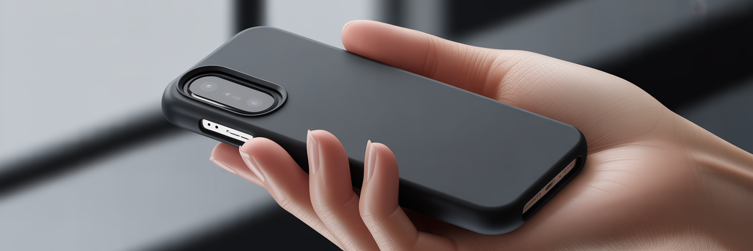 Close-up of a protective rectangle iPhone case corner.