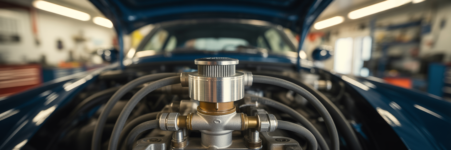Close-up of an EVAP purge valve in a car engine.