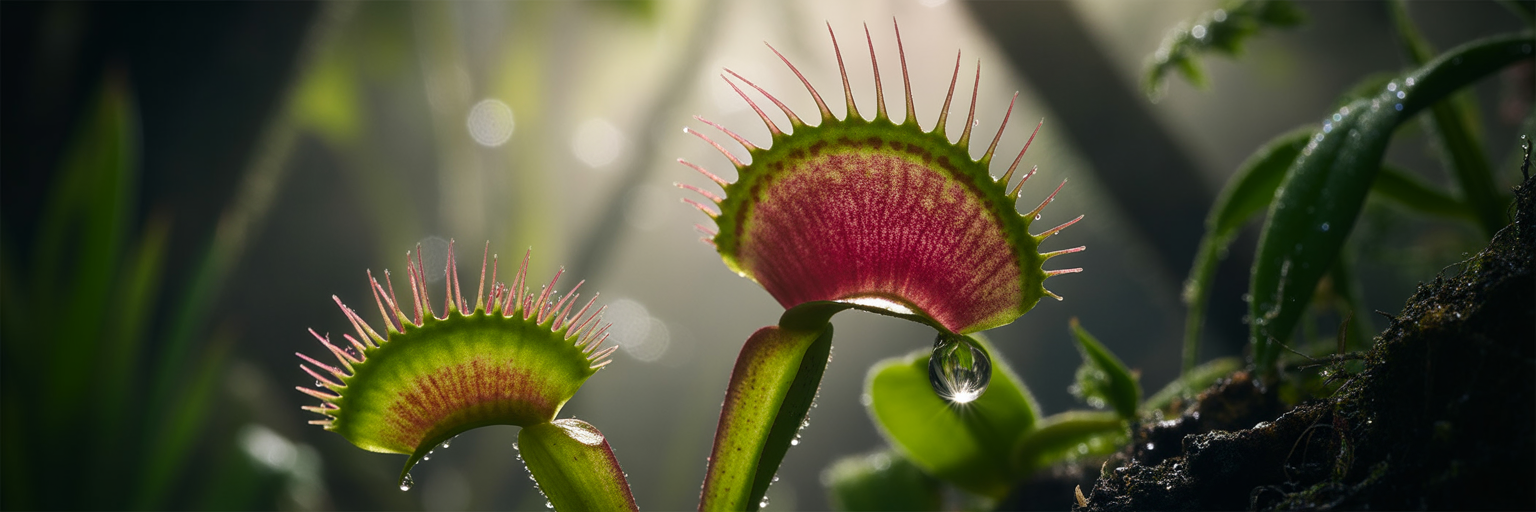 Close-up of an open Venus flytrap