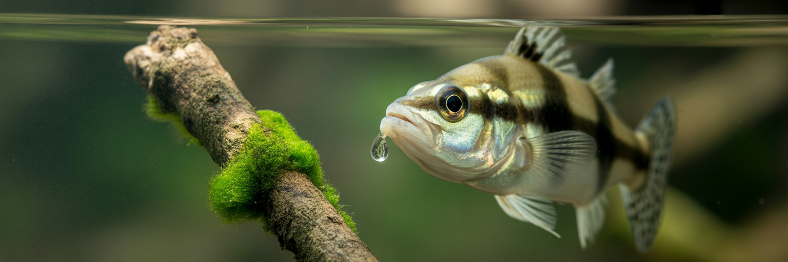 Close-up of archerfish aiming water jet.