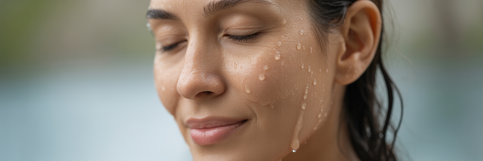 Close-up of healthy glowing skin