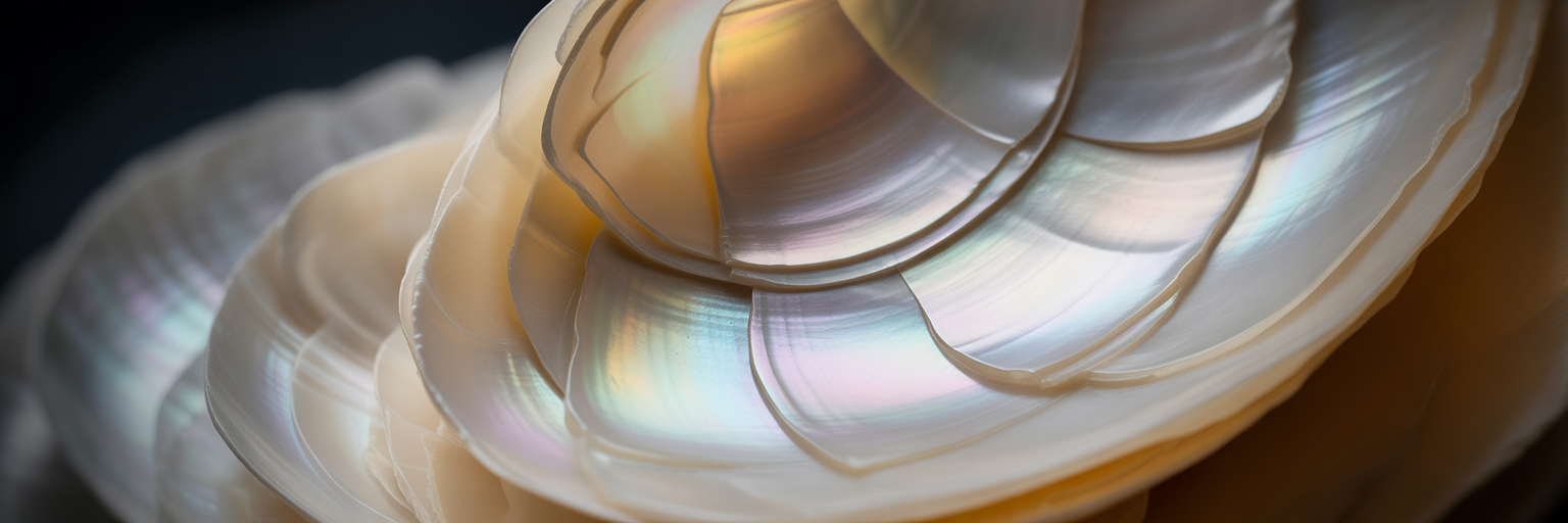 Close-up of iridescent mother of pearl texture