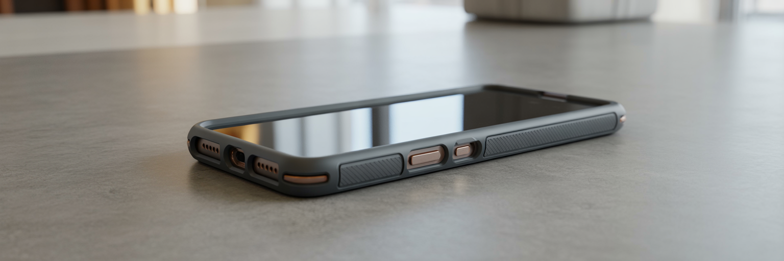 Close-up of rugged case features.