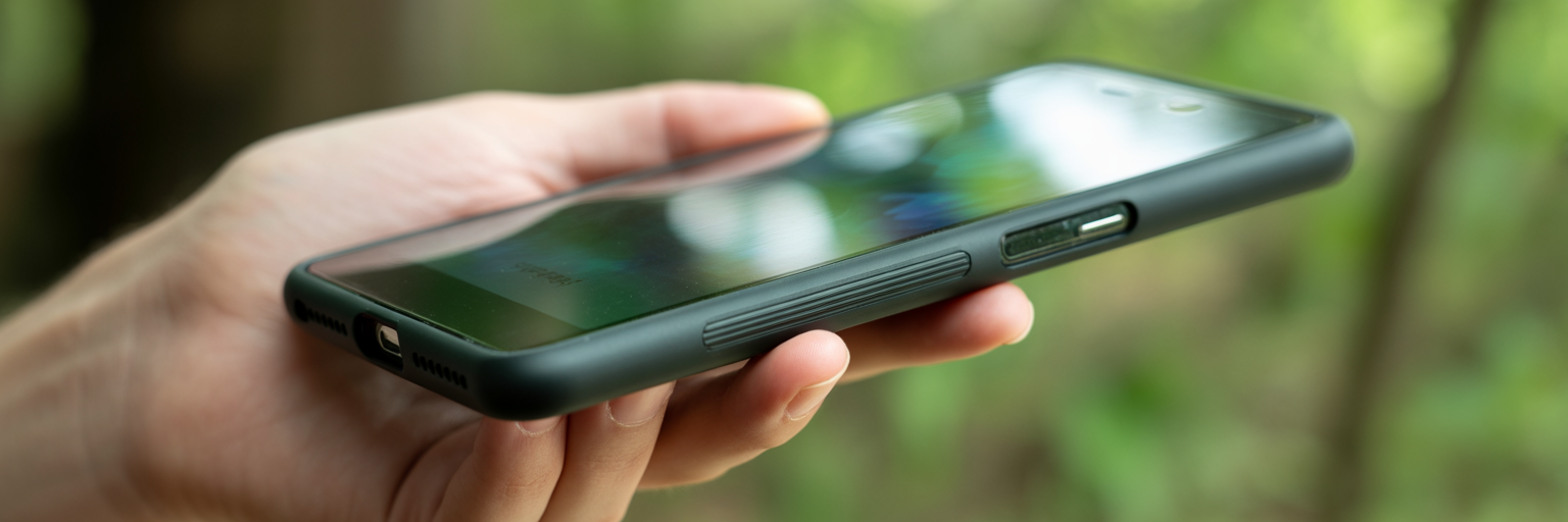 Close-up of textured phone case grip.