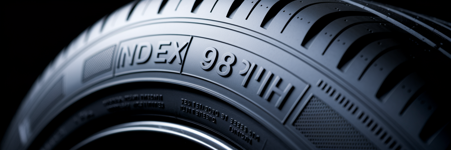 Close-up of tire sidewall size code