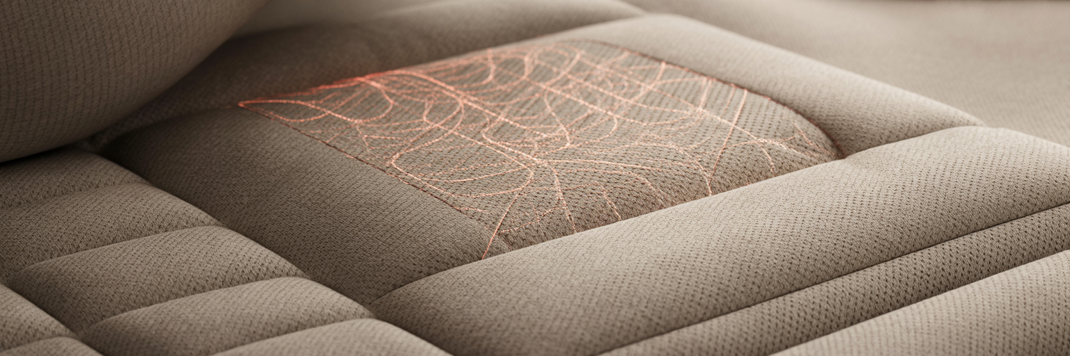 Close-up view of PEMF mat coils.