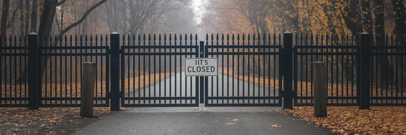 Closed national park gate during shutdown