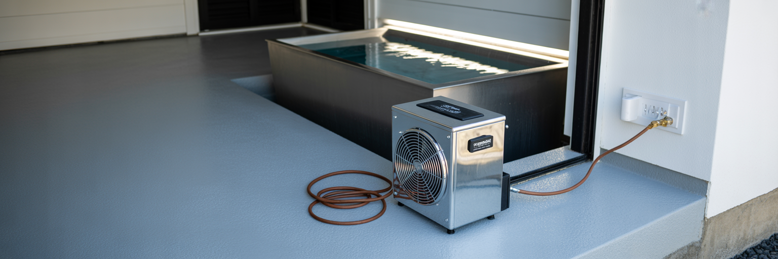 Cold plunge tub electrical setup.
