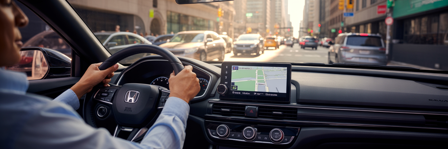 Commuting in a 2026 Honda Prelude with modern dashboard.