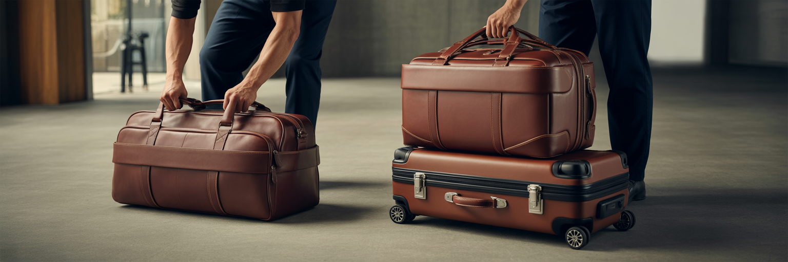 Compact duffel bag versus large suitcase.