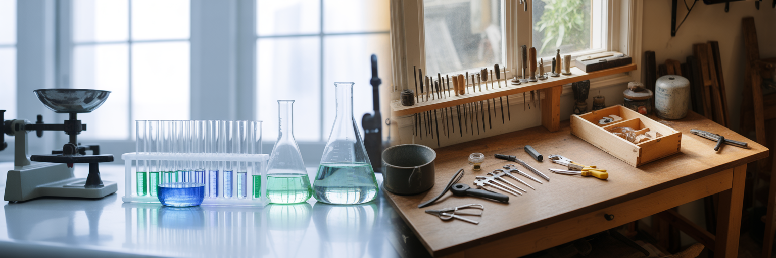 Comparison of clinical lab and home workshop.