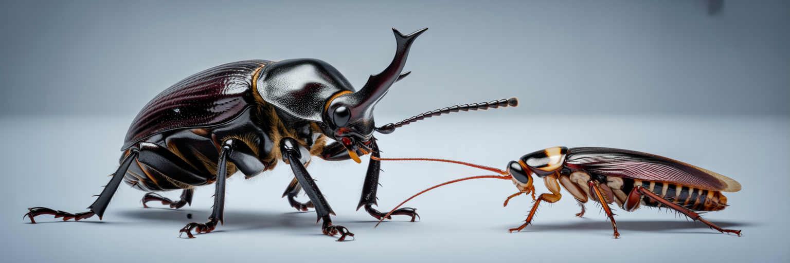 Comparison of ironclad beetle and cockroach