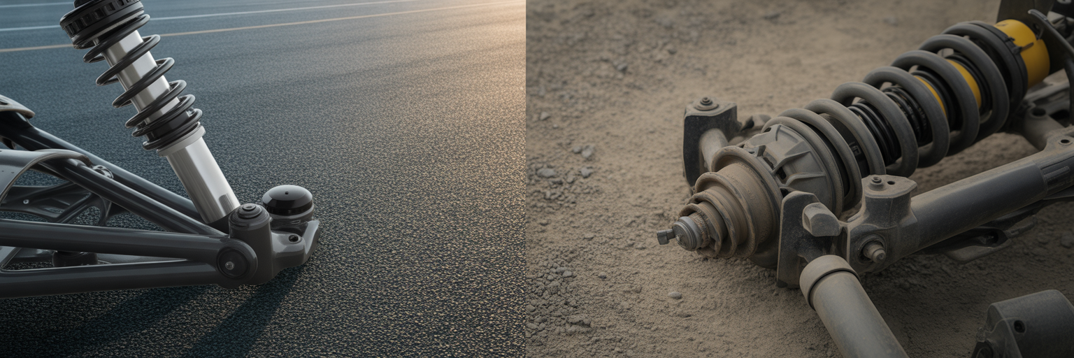 Comparison of precision and rugged vehicle suspensions.