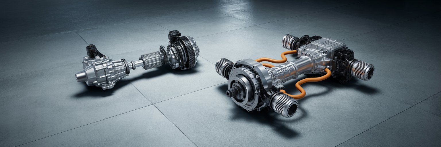 Comparison of supercar transmission and drivetrain assemblies.