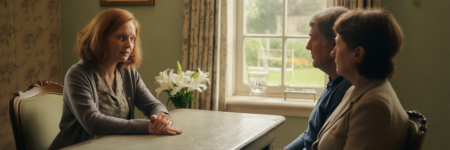 Compassionate funeral director listening to family