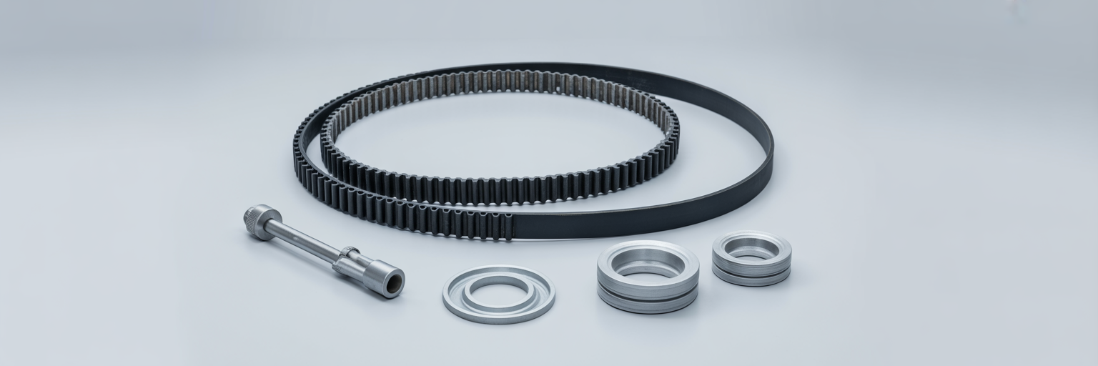 Complete timing belt replacement kit components