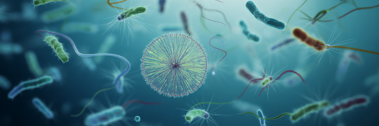 Complex microbial ecosystem with viruses.