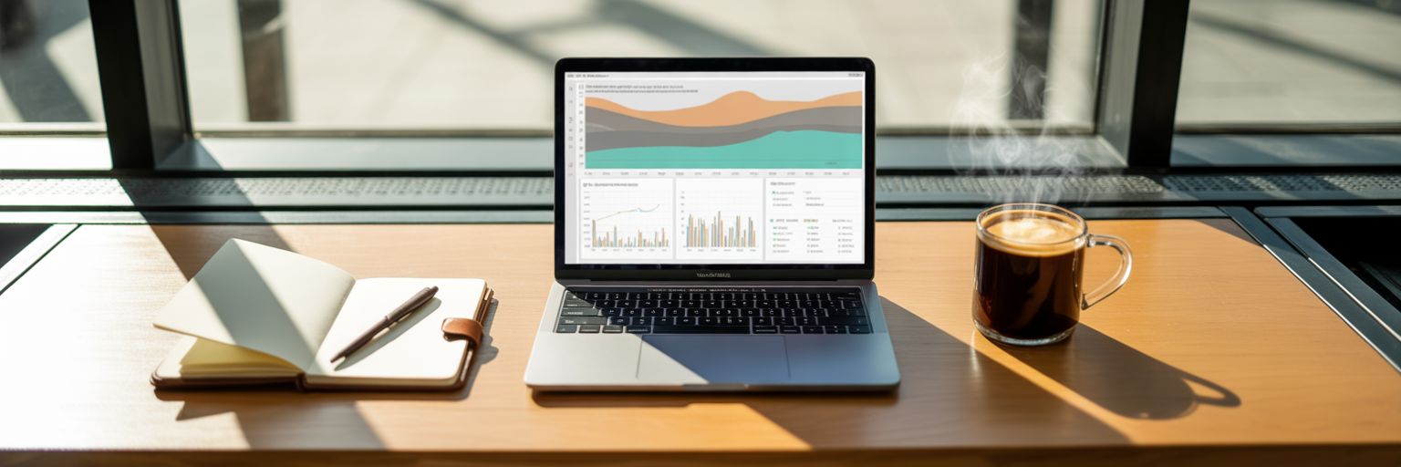 Consolidated social media analytics dashboard on laptop