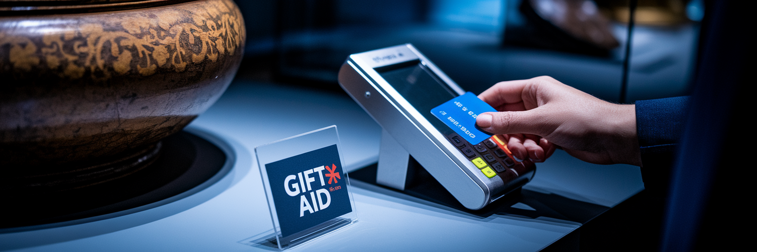 Contactless donation point in a museum.