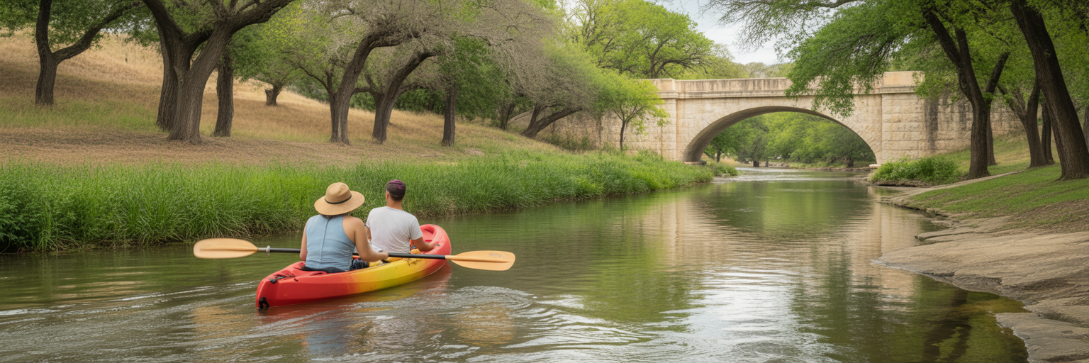 Couple kayaking on Mission Reach river