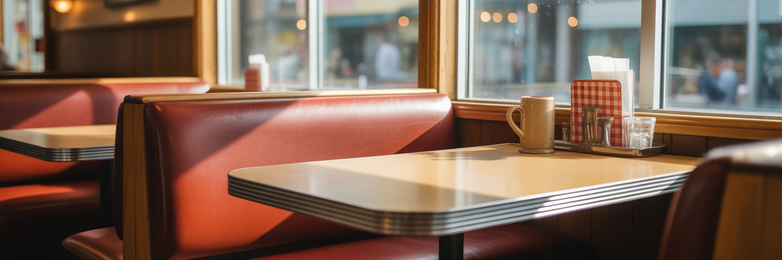Cozy booth inside a classic Everett diner.