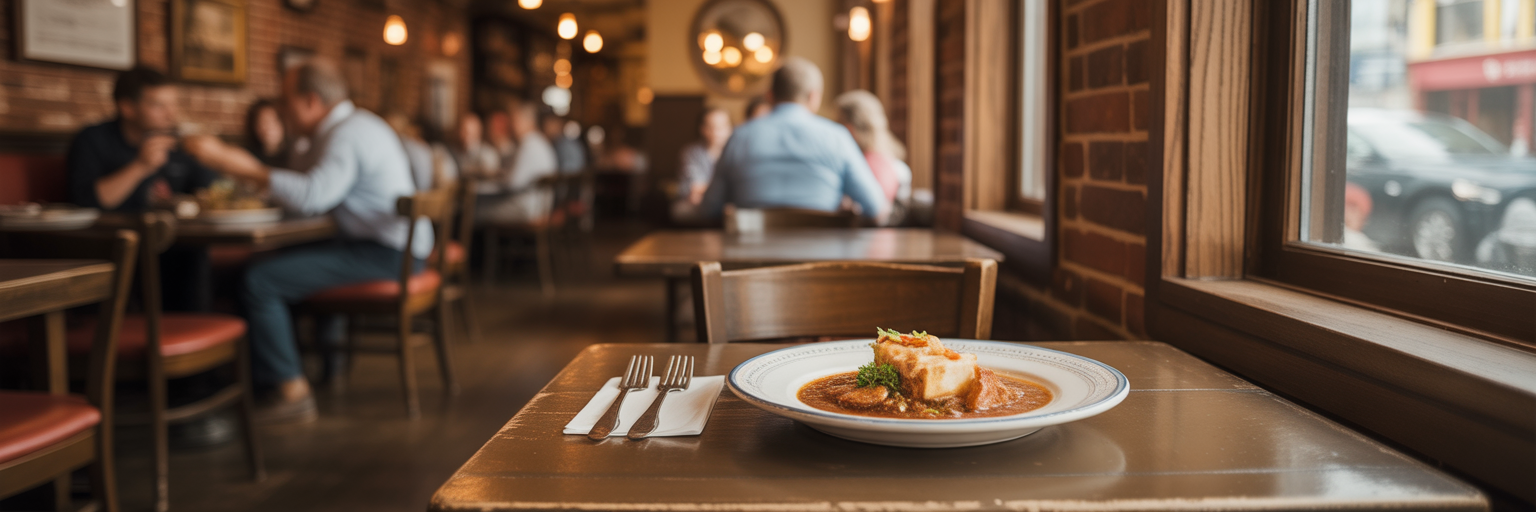 Cozy interior of a historic Salem restaurant.