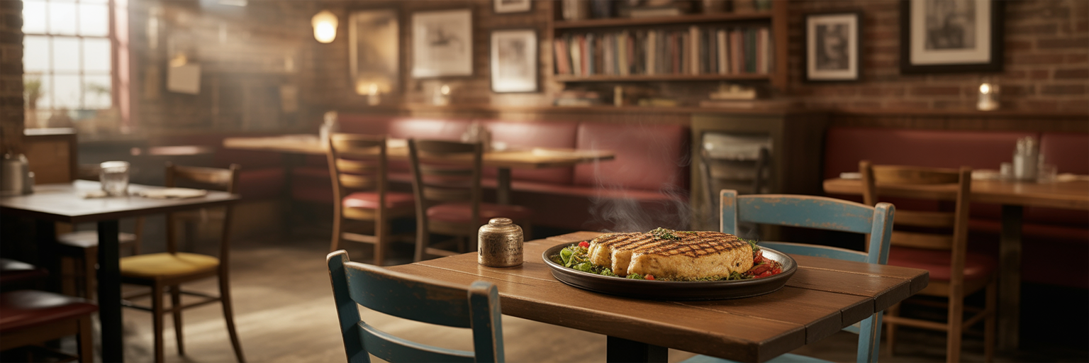 Cozy interior of a local Moscow restaurant