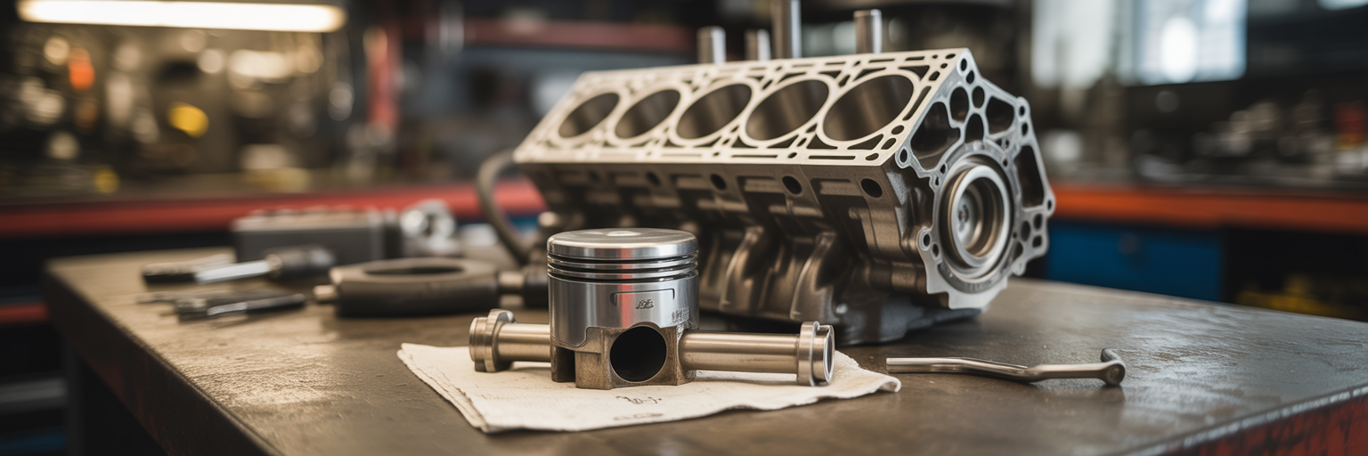 Cracked piston and bent connecting rod.