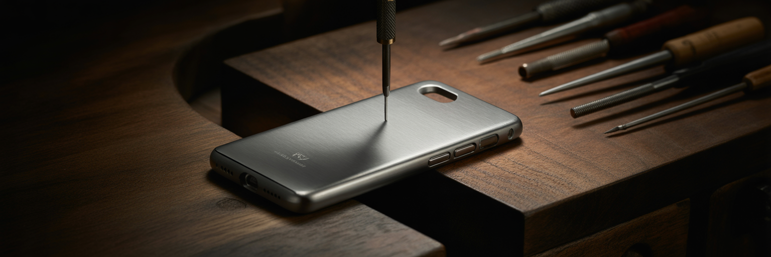 Crafting a luxury metal phone case.