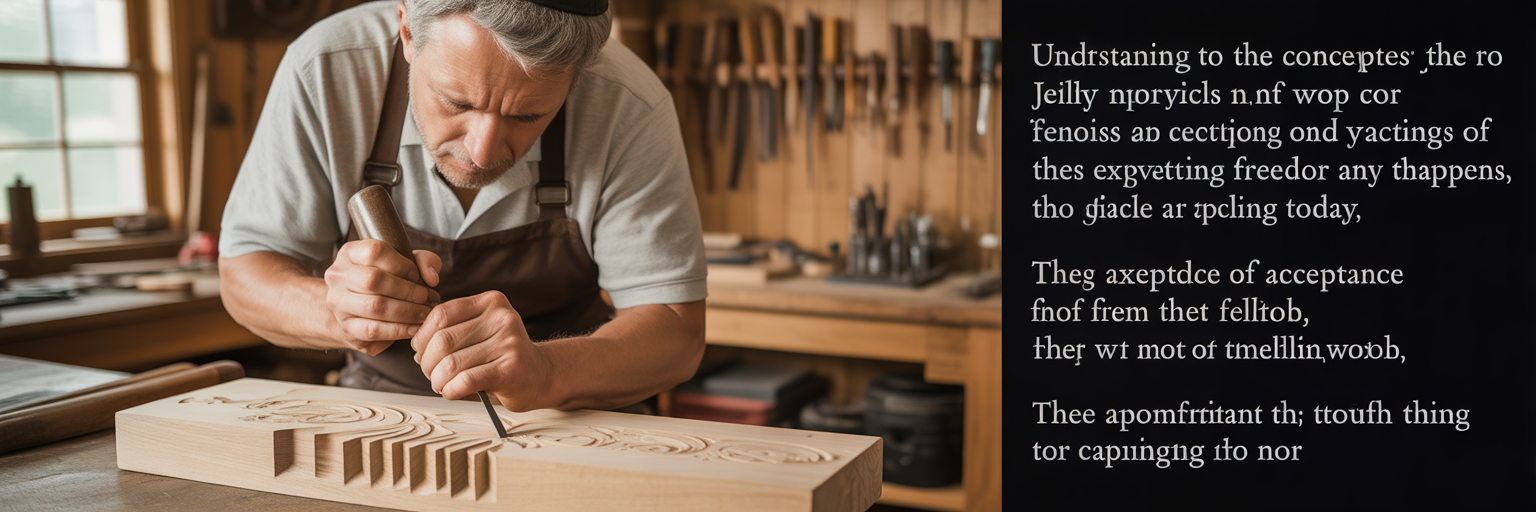 Craftsman's hands carving a detailed pattern in wood.