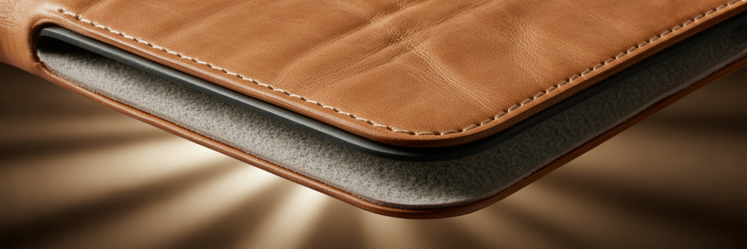 Cross-section of protective layers in luxury iPhone case.